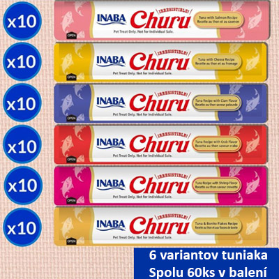 Inaba Cat Churu Multipack - Tuniak 6 variantov 60ks 840g obsah